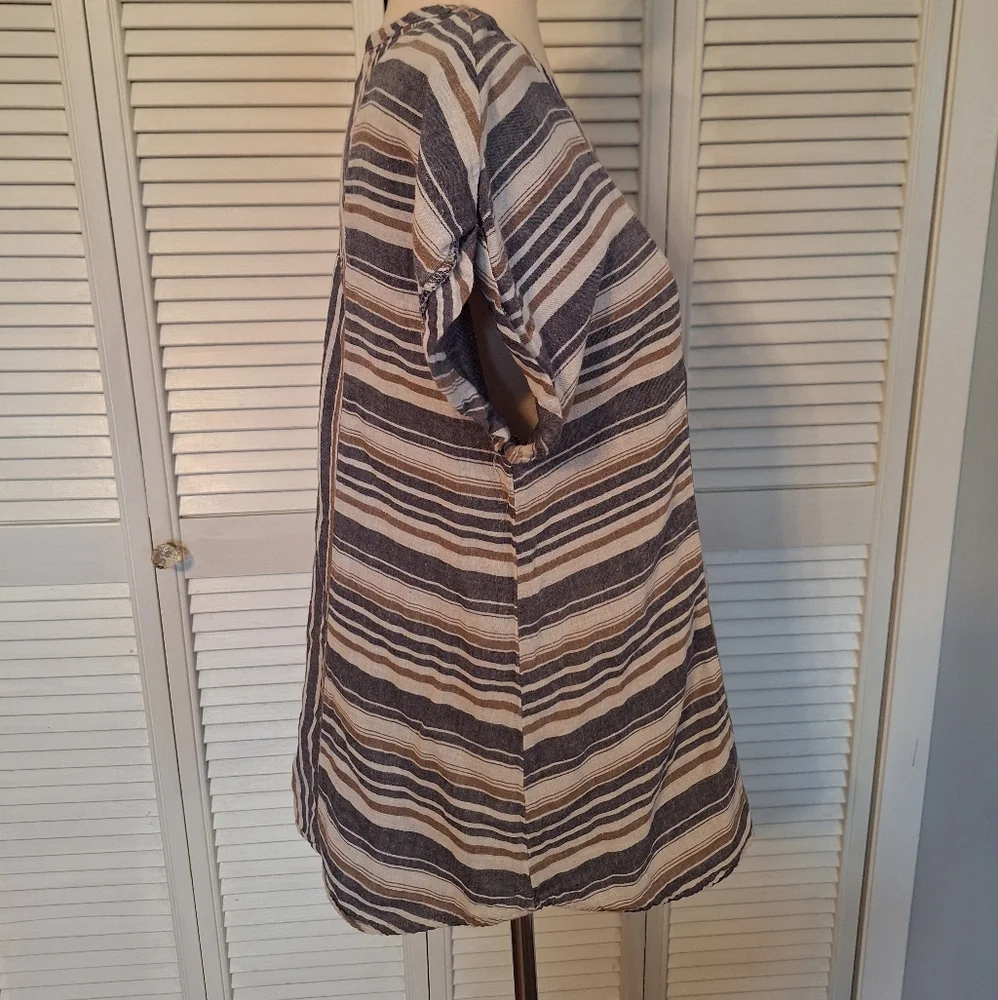 Wonderland By Orange Striped Cotton Blouse Top Small *S - Picture 2 of 6